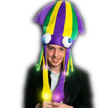 Light Up Flashing Mardi Gras Squid Hat Pack of 12 All Products