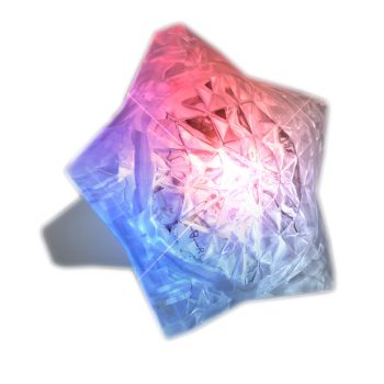Patriotic Huge Crystal Star Prism Gem Rings RWB Red