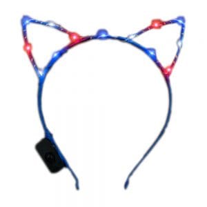 Red White Blue LEDs Kitty Cat Ear Patriotic Headband All Products