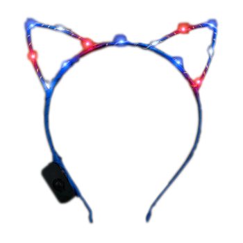 Light Up Cat Ears Starlight Patriotic Headband Clubs, Concerts, Festivals, Disco