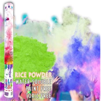 Green Holi Powder Confetti Cannon 18 Inch Mardi Gras Decorations