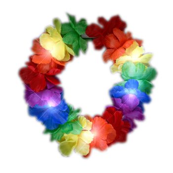 Light Up Rainbow Hawaiian Stretch Flower Crown Light Up LED Crowns and Tiaras