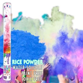 Blue Holi Powder Gender Reveal Confetti Cannon 18 Inch Non-Light Up Fun