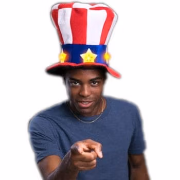 Red White Blue Uncle Sam Plush Star Hat 4th of July 3