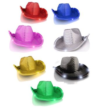 Assorted LED Sequin Cowboy Hat No Stitching Pack of 12 All Products