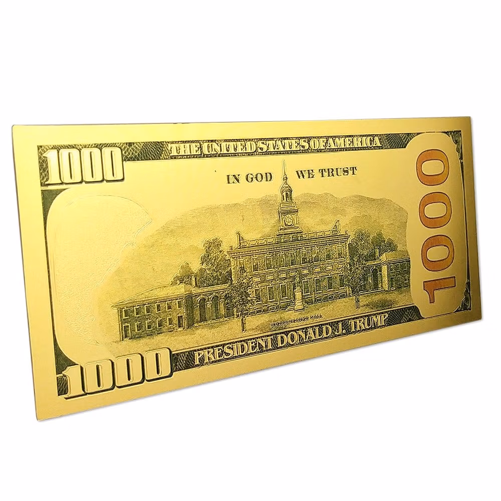 1000 USD Commemorative President Donald Trump Collectible Gold Plated Fake Bank Note 24K Gold and Silver Plated Replica Bills 5