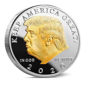 2020 Gold on Silver Liberty Donald Trump Plated Commemorative Coin Non-Light Up Fun