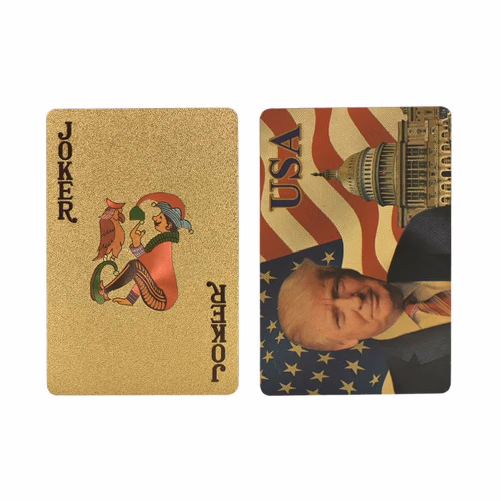 24 Karat Donald Trump Gold Plated Waterproof Playing Cards 24K Gold and Silver Plated Replica Bills 4