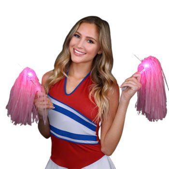 LED Team Spirit Pom Pom Pink Cheer Sticks