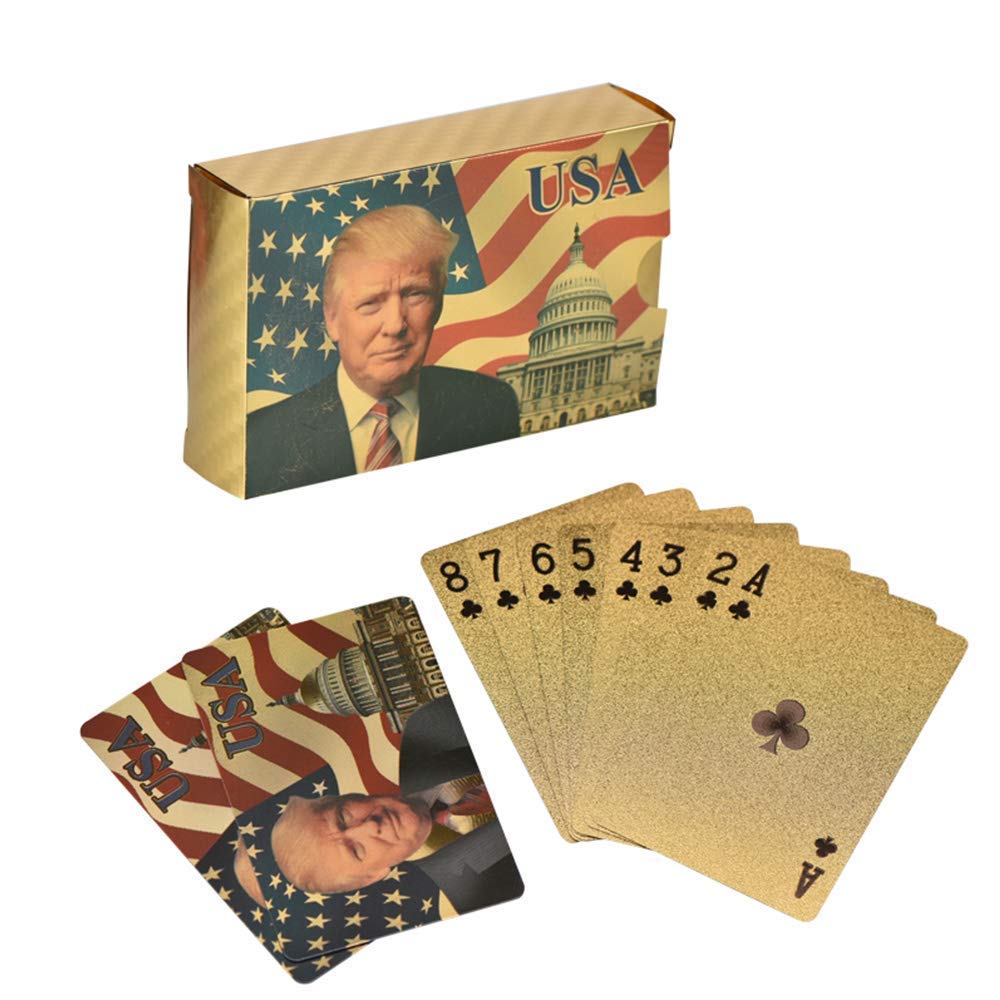 24 Karat Donald Trump Gold Plated Waterproof Playing Cards 24K Gold and Silver Plated Replica Bills 5