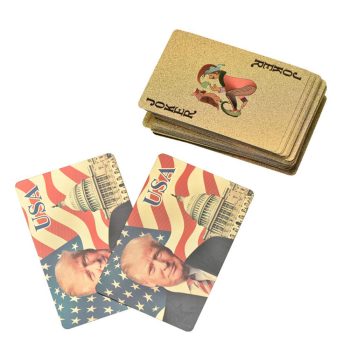 24 Karat Donald Trump Gold Plated Waterproof Playing Cards 24K Gold and Silver Plated Replica Bills