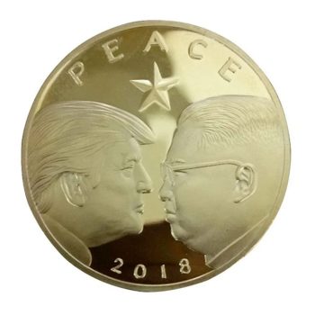 Peace 2018 Donald Trump and Kim Jong Un Commemorative Gold Coin Non-Light Up Fun