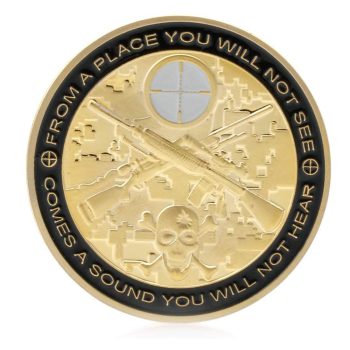 Sniper You Can Run Die Tired Challenge Gold Plated Coin Challenge Coins