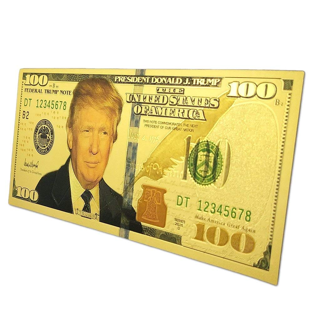 Refrigerator MAGA Magnet 24K $100 Donald Trump Gold Plated Bank Note 24K Gold and Silver Plated Replica Bills 3