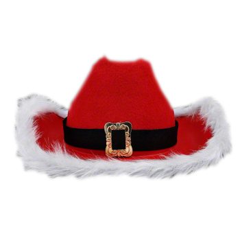 Non Light Up Christmas Cowboy Red Santa Clause Western Holiday Hat All Products