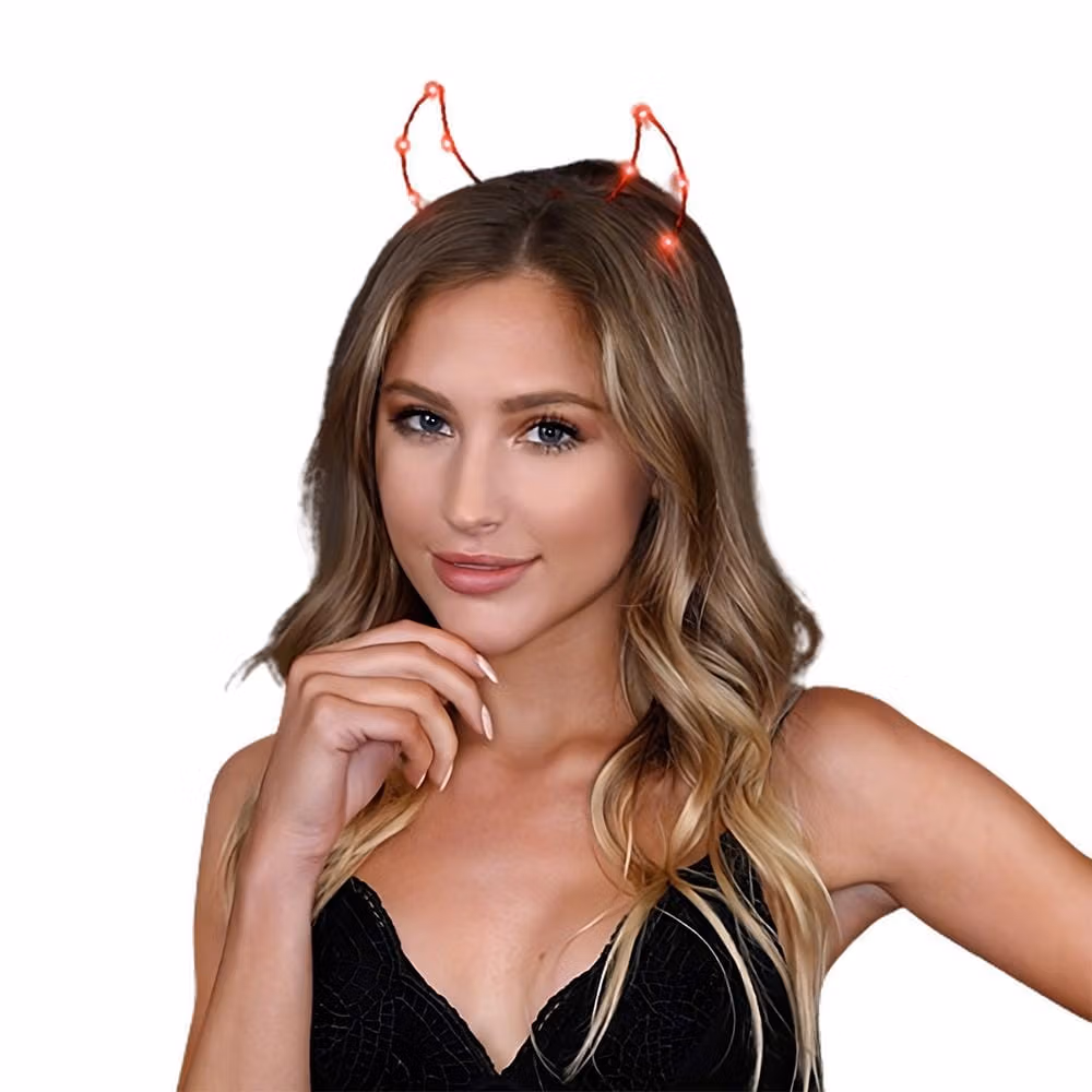 Light Up Devil Horn Starlight Red Headband for Halloween All Products 3