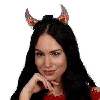 Animated Light Up Dancing Flames Devil Acrylic Horn Headband All Products