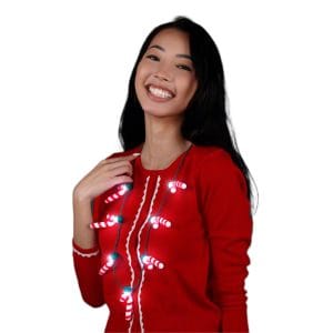 Light Up Seven Candy Cane Charms Christmas Necklace All Products