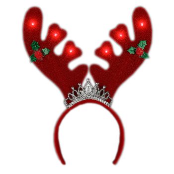 Light Up Christmas Reindeer Antlers with Tiara Lighted Headband Christmas Headwear and Antlers