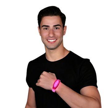 Rubber Frosted Pink Bracelet Man that Burns Lights