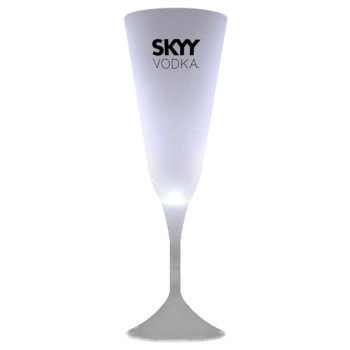 Custom Light Up White Frosted Champagne Glass by Blinkee
