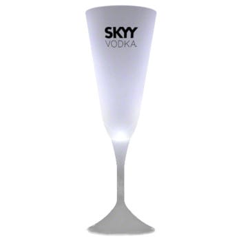 Custom Light Up White Frosted Champagne Glass by Blinkee