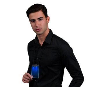 Blue LED Personalized Write On Clear Plastic Badge Necklace All Products