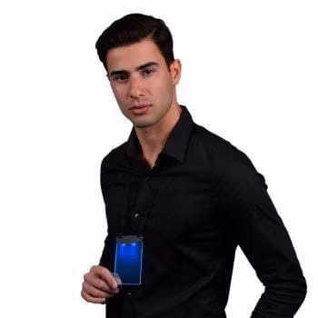 Blue LED Personalized Write On Clear Plastic Badge Necklace All Products 3