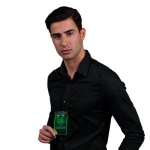 Green LED Personalized Write On Clear Plastic Badge Necklace All Products