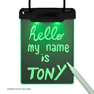 Green LED Personalized Write On Clear Plastic Badge Necklace