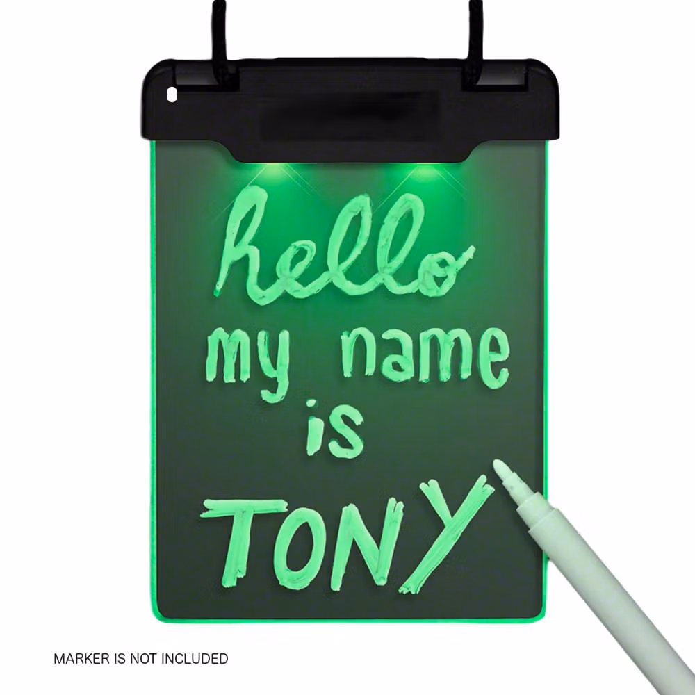 Green LED Personalized Write On Clear Plastic Badge Necklace All Products 5