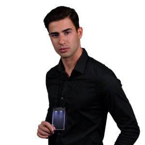 White LED Personalized Write On Clear Plastic Badge Necklace All Products