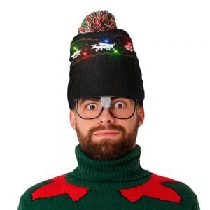 Light Up Reindeer Knit Pom Pom Beanie Hat Pack of 6 All Products