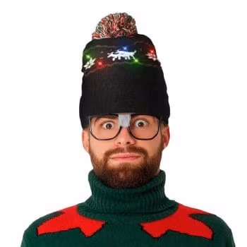 Light Up Reindeer  Knit Pom Pom Beanie Hat Pack of 6 All Products