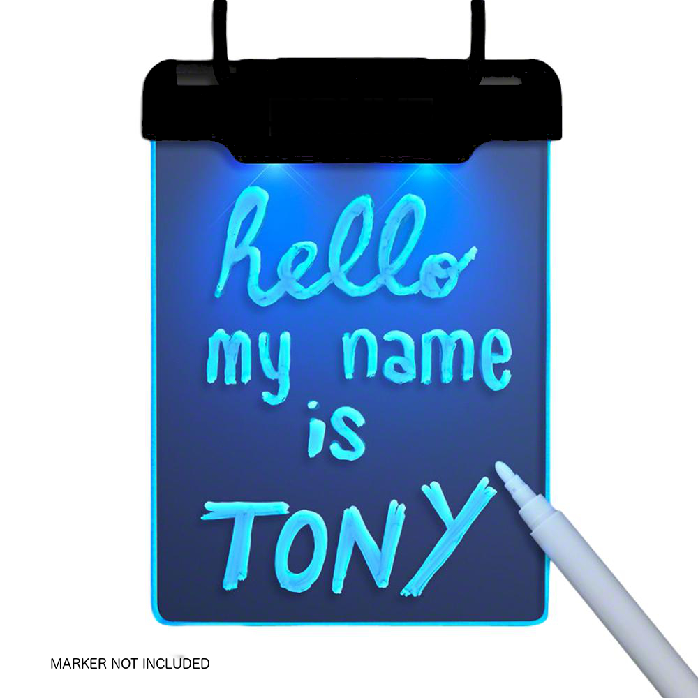 Blue LED Personalized Write On Clear Plastic Badge Necklace All Products 4