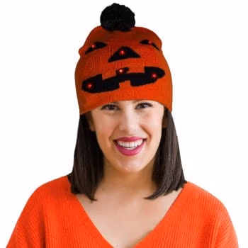 Light Up Monster Pumpkin Knit Pom Pom Beanie Pack of 6 All Products