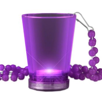 Light Up Purple Shot Glass on Purple Beaded Necklaces Halloween Light Up and Non-Light Up Necklace