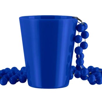 Unlit Blue Shot Glass on Blue Beaded Necklaces Beads