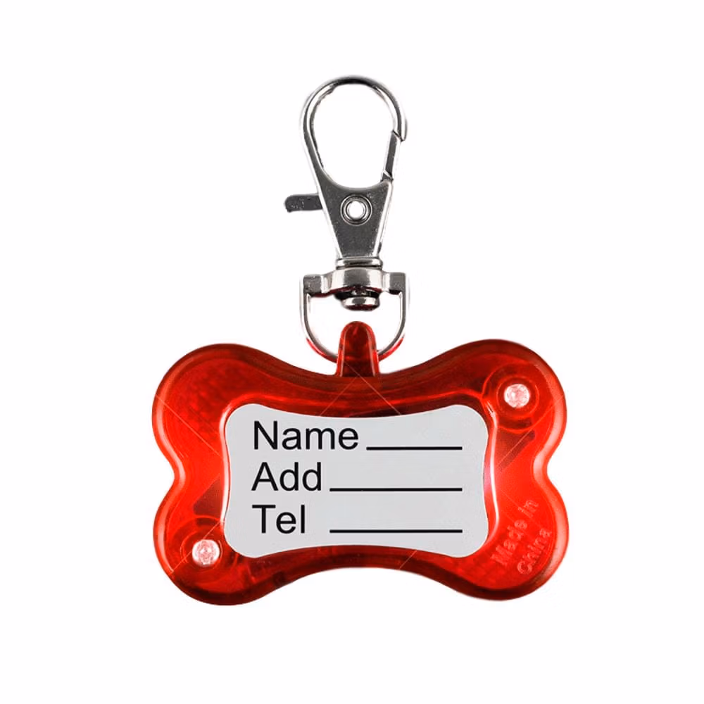 Red Flashing Dog Bone Body Name Tag Safety Light All Body Lights and Blinkees 3