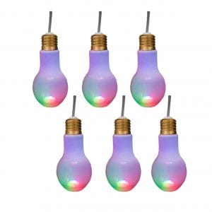 Pack of 12  Multicolor Translucent LED 16 Ounce Bulb Cup with Lid and Straw All Products