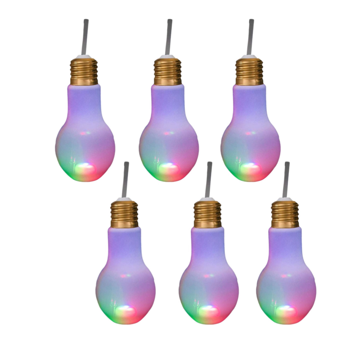 16 Ounce Multicolor Translucent LED  Bulb Cup with Lid and Straw Pack of 6 All Products 3