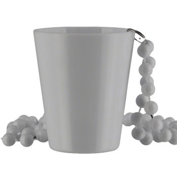 Non Light Up White Shot Glass on White Beaded Necklaces Beads