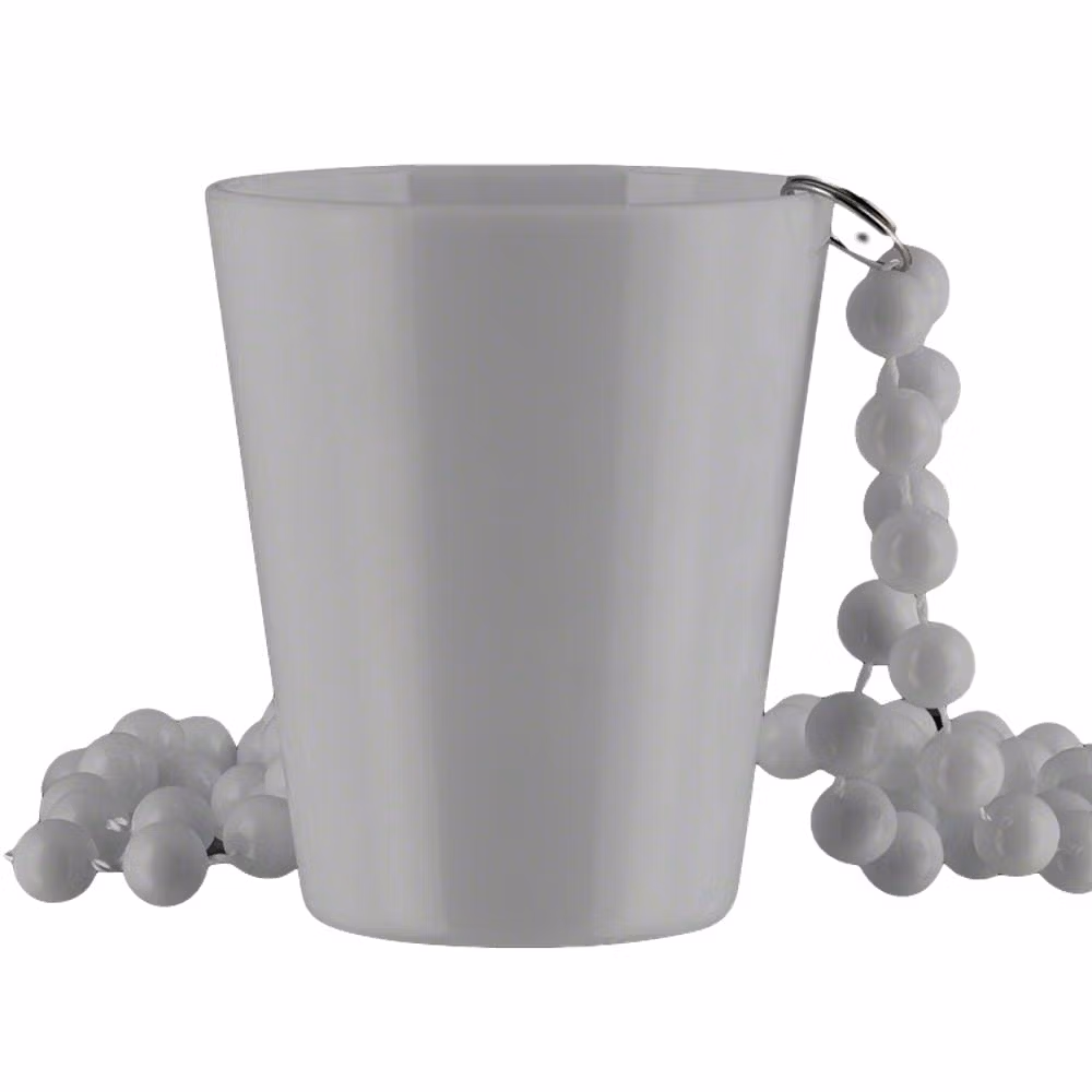 Non Light Up White Shot Glass on White Beaded Necklaces 4th of July 3