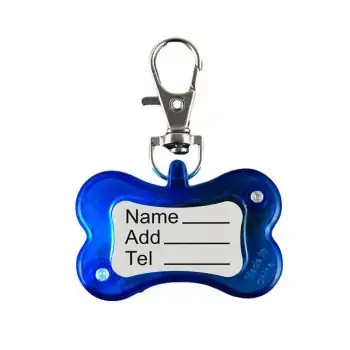 Blue Flashing Dog Bone Body Name Tag Safety Light All Body Lights and Blinkees