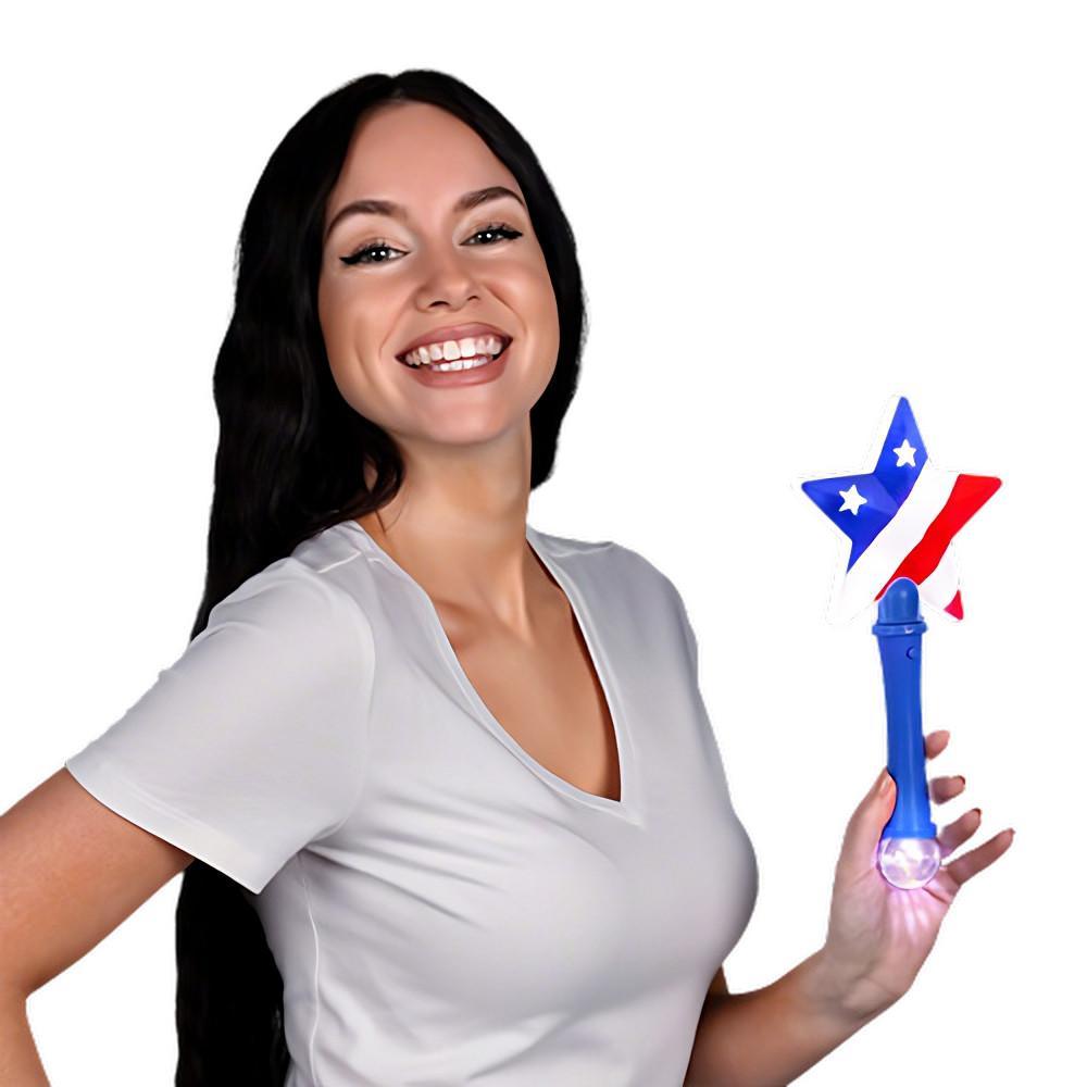 Light Up Patriotic US Flag Prism Wand Fourth of July 4th of July 4