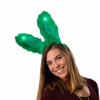 Green on Green Light Up  Bunny Ears All Products