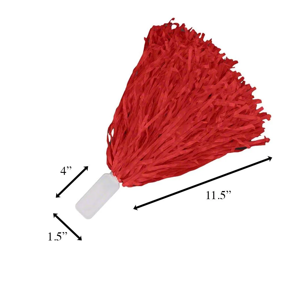 Non Light Up Short Handle Cheer Pom poms Red Non-Light Up Fun 4