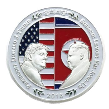 Donald Trump Shake Hands with Kim Jong-un Commemorative Silver Plated Coin Clearance Flashing Blinky and Novelty Items