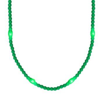 Opaque Round Still Light No Flash Green Beads Mardi Gras Light Up Necklaces