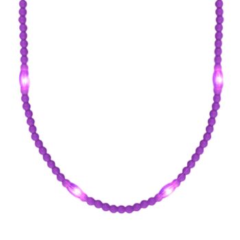Opaque Round Still Light No Flash Purple Beads Mardi Gras Light Up Necklaces